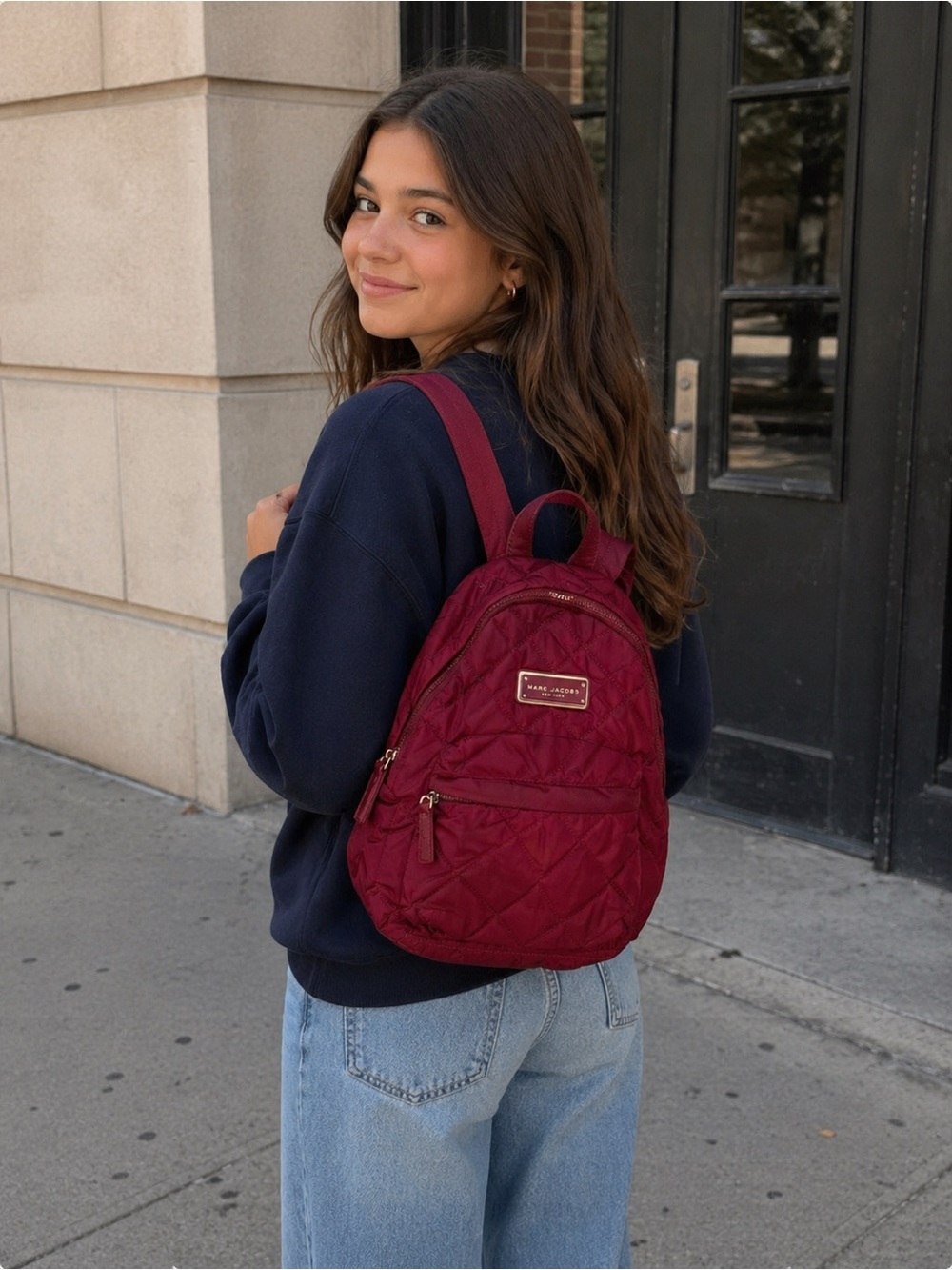 Marc Jacobs Quilted Mini Backpack Burgundy